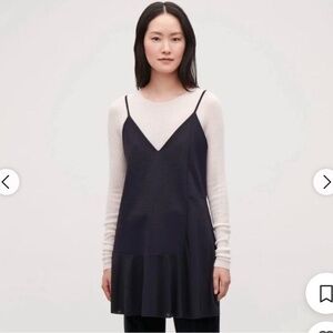 COS Navy/Black Spaghetti Strap Shirt Dress